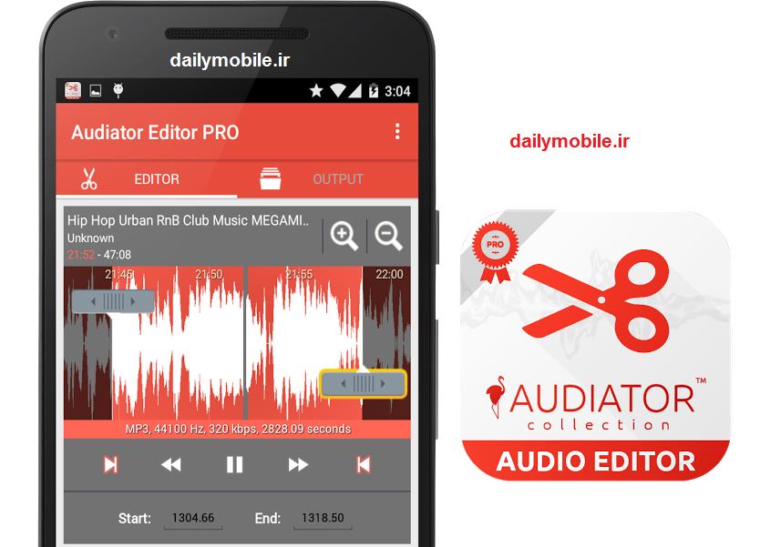 برنامه ی برش فایل های صوتی برای اندروید MP3 Cutter Ringtone Maker PRO