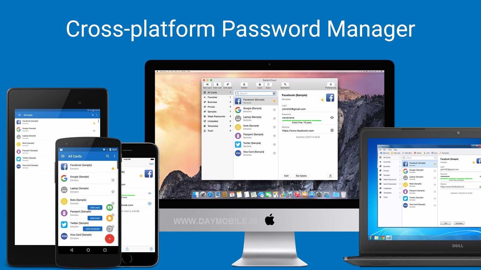 برنامه نگه داری و مدیریت رمزهای عبور برای اندروید Password Manager SafeInCloud