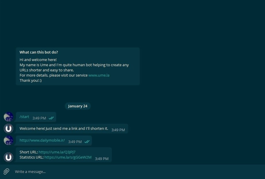 ربات تلگرام کوتاه کردن لینک های طولانی 