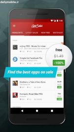 دانلود رایگان برنامه ها و بازی های پولی گوگل پلی AppSales: Paid Apps Gone Free Premium